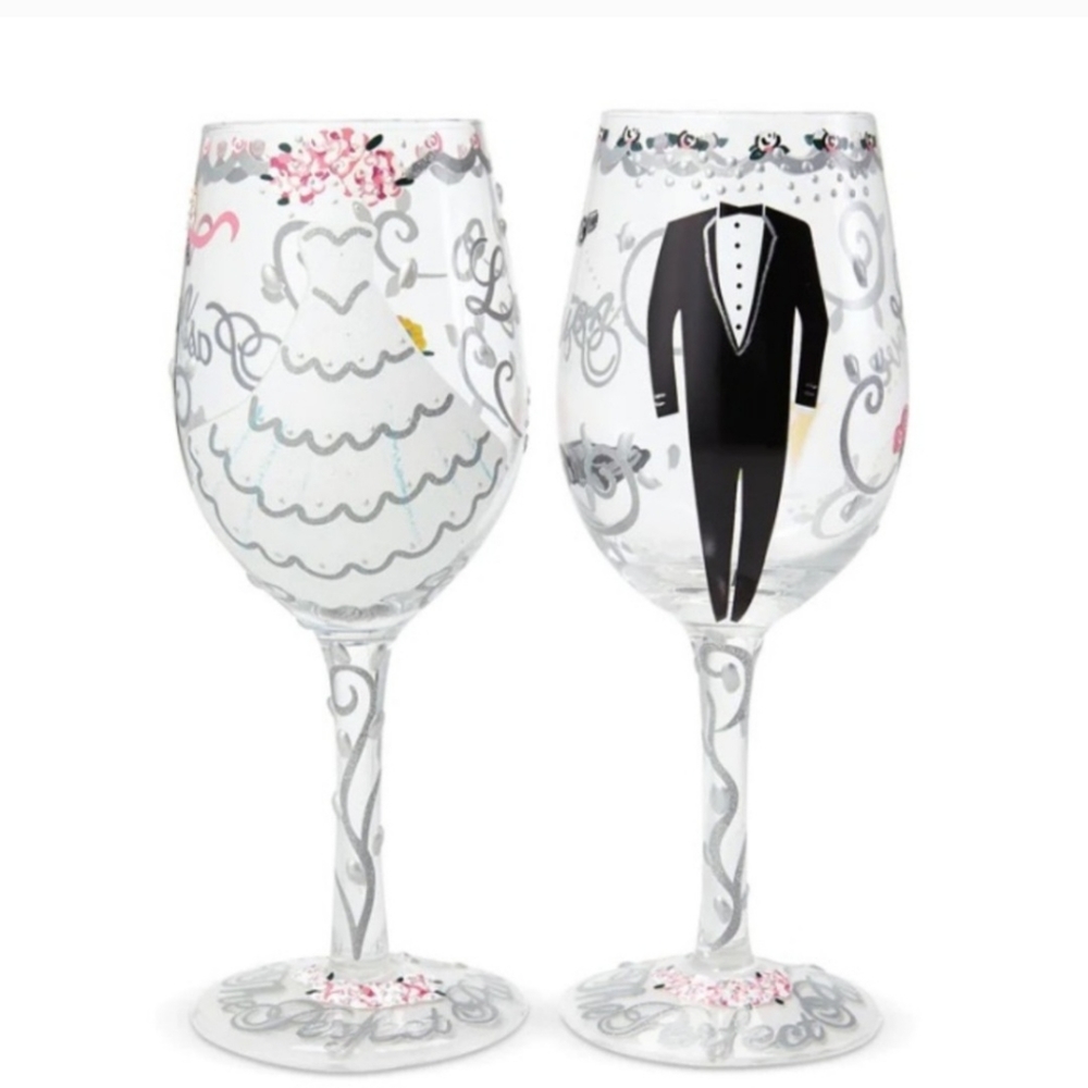 Lolita Bride and Groom Wine Glasses - Set of 2
